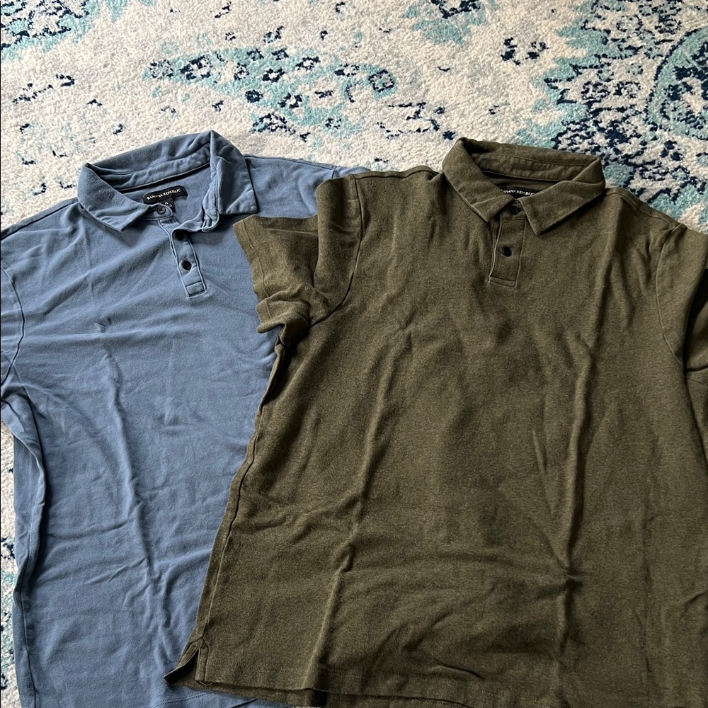 Banana Republic Men's Blue and Green Polo Shirts